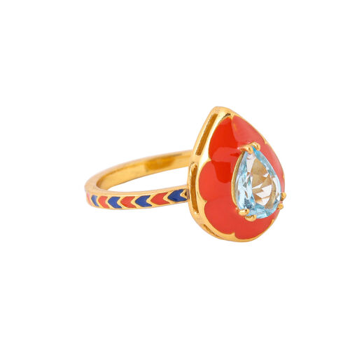 Blue topaz and enamel ring by Azga